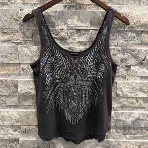 Express charcoal Embellished Women's Tank Top  sequence  good condition size S